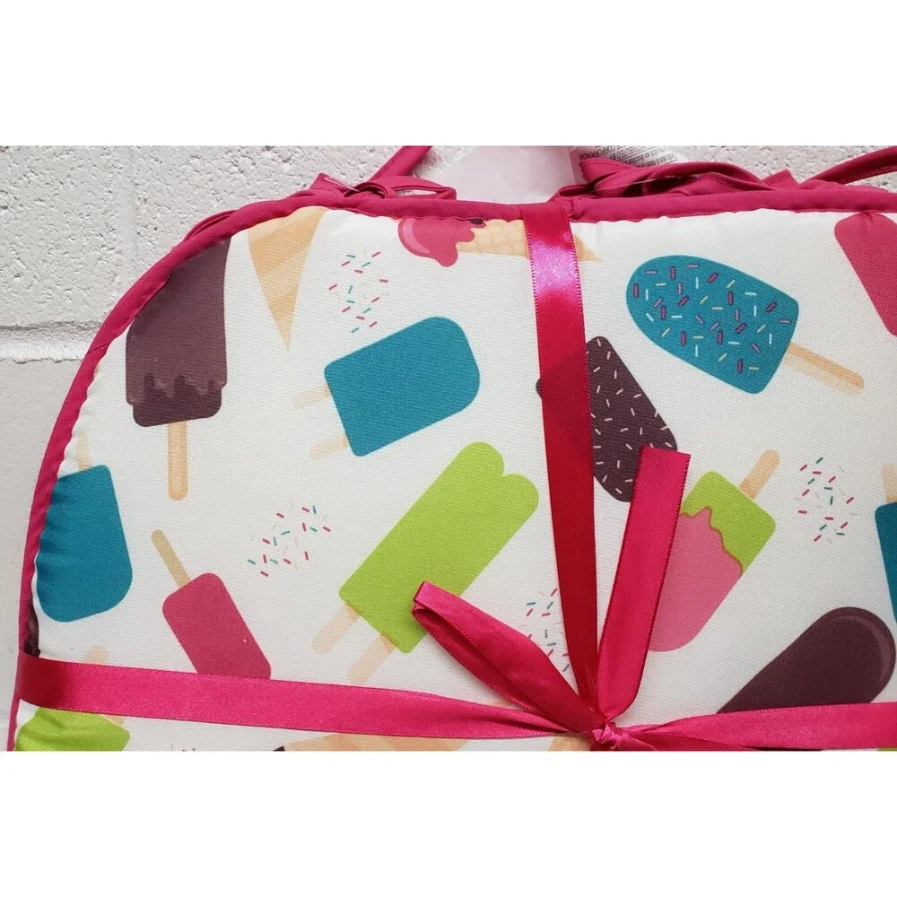 Set of 4 CHAIR PADS CUSHIONS w/pink ties,15